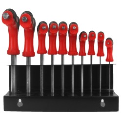 Set di Chiavi Esagonali | 10 Pezzi | H2-H10 | Doppia Punta | Manico in Gomma | con Supporto Metallico